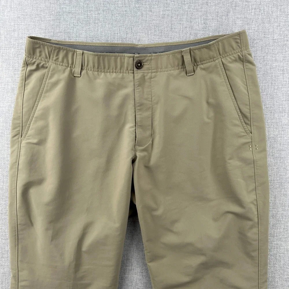 Under Armour Match Play Mens 38x30 Khaki Tan Performance Golf Pants Stretch Tech